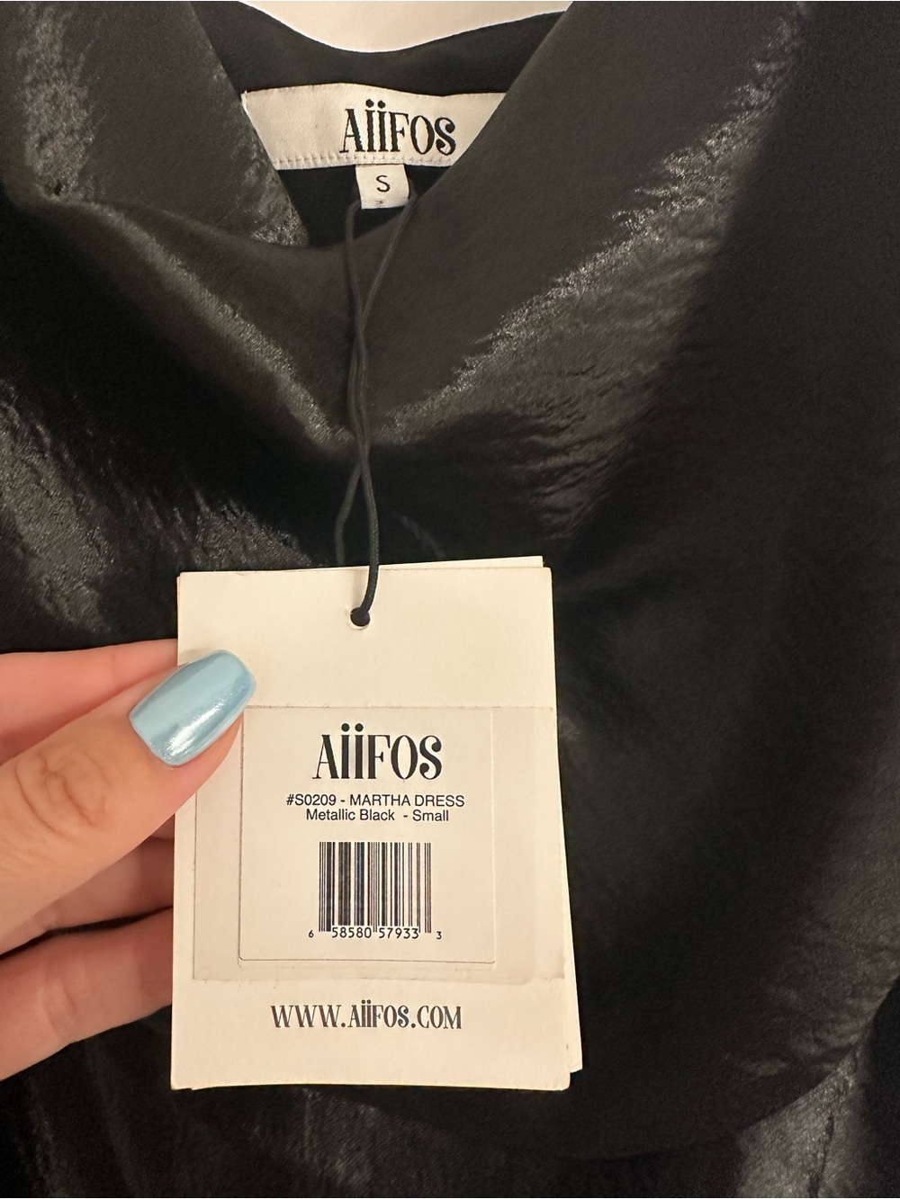 Aiifos Martha Black Asymmetrical Satin Dress - Picture 5 of 6